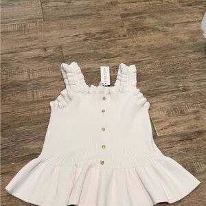 Girls Janie and Jack white knitted top (size 16) with gold buttons